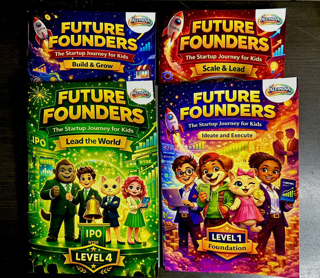 Future Founders™ – Complete 4 Level Kids Entrepreneurship Workbook Bundle | Level 1–4 | Business, Money & Leadership Skills for Kids (Age 7-14)